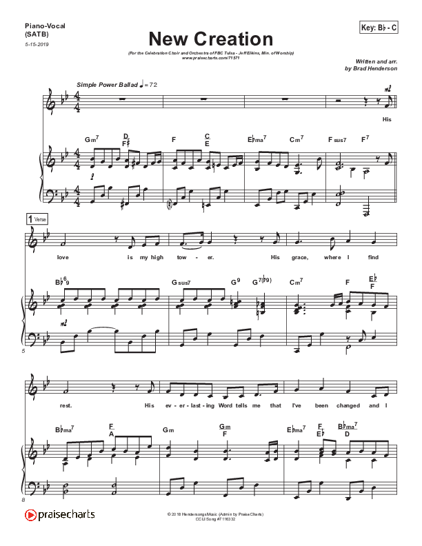 New Creation (Choral Anthem SATB) Piano/Vocal Pack (Brad Henderson)