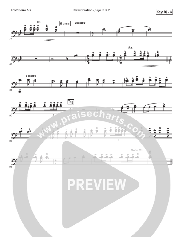 New Creation (Choral Anthem SATB) Trombone 1/2 (Brad Henderson)