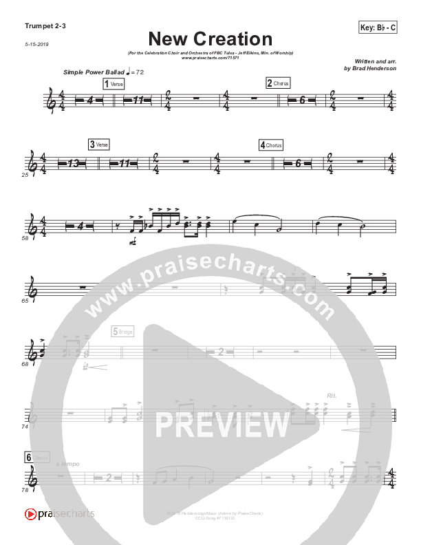 New Creation (Choral Anthem SATB) Trumpet 2/3 (Brad Henderson)