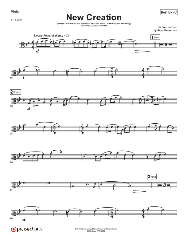 New Creation (Choral Anthem SATB) Viola (Brad Henderson)