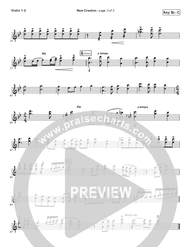 New Creation (Choral Anthem SATB) Violin 1/2 (Brad Henderson)