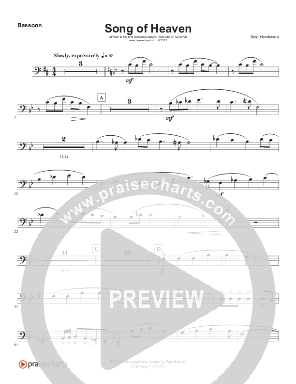 Song Of Heaven (Choral Anthem SATB) Bassoon (Brad Henderson)