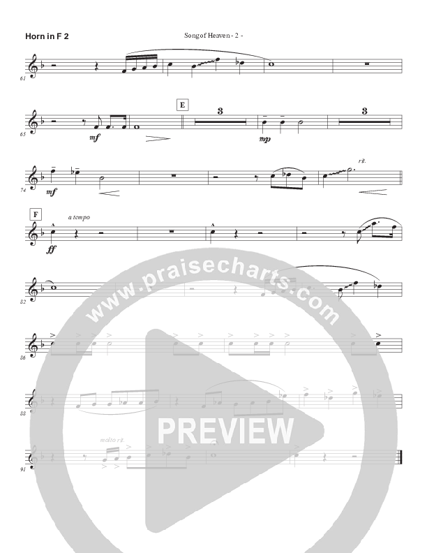 Song Of Heaven (Choral Anthem SATB) French Horn 2 (Brad Henderson)