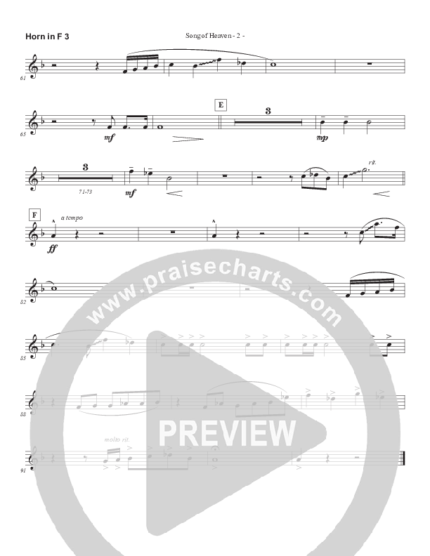 Song Of Heaven (Choral Anthem SATB) French Horn 3 (Brad Henderson)