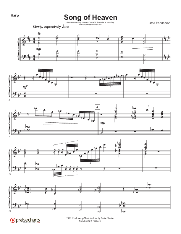 Song Of Heaven (Choral Anthem SATB) Harp (Brad Henderson)