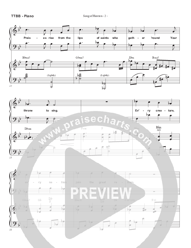 Song Of Heaven (Choral Anthem SATB) Piano Sheet (Brad Henderson)