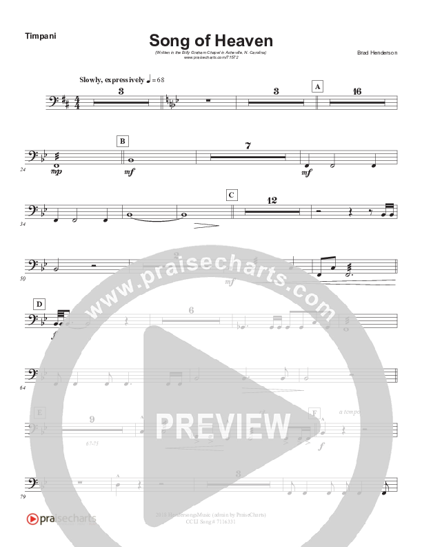 Song Of Heaven (Choral Anthem SATB) Timpani (Brad Henderson)