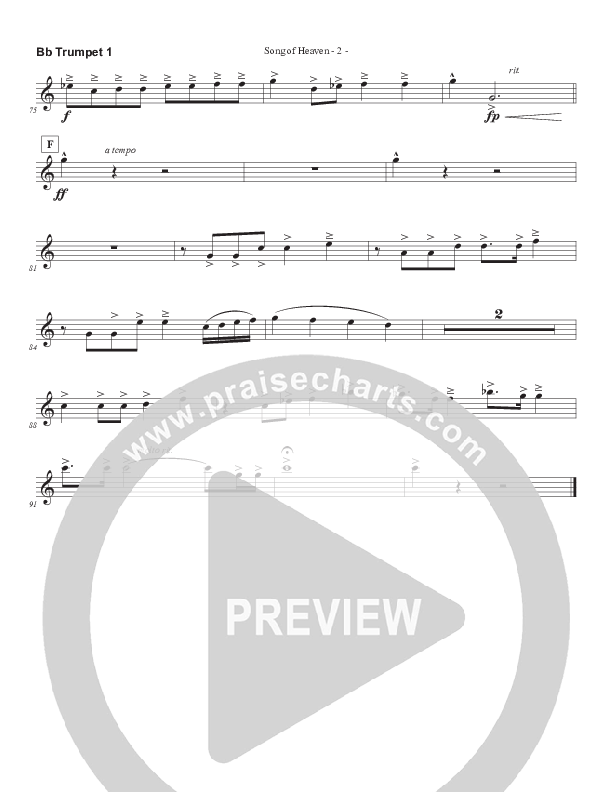 Song Of Heaven (Choral Anthem SATB) Trumpet 1 (Brad Henderson)