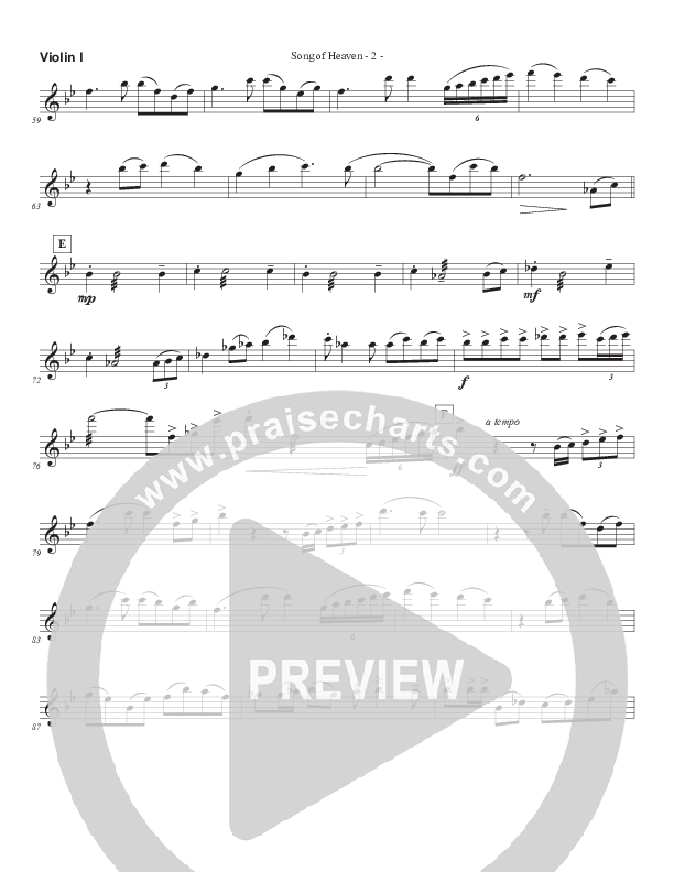 Song Of Heaven (Choral Anthem SATB) Violin 1 (Brad Henderson)