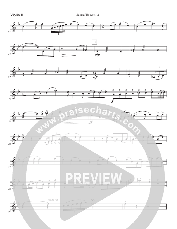 Song Of Heaven (Choral Anthem SATB) Violin 2 (Brad Henderson)