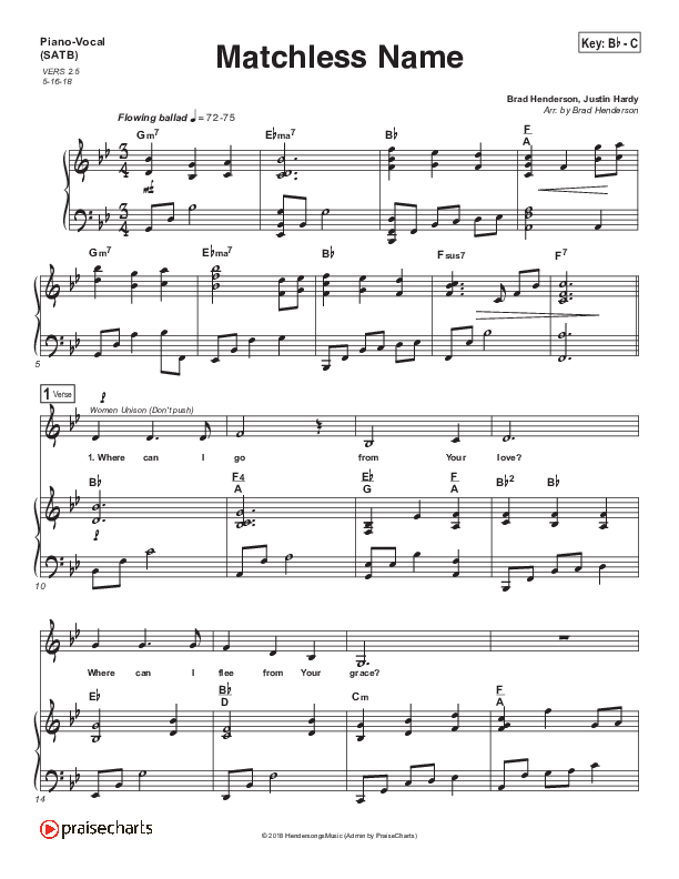 Matchless Name (Choral Anthem SATB) Piano/Choir (SATB) (Brad Henderson)