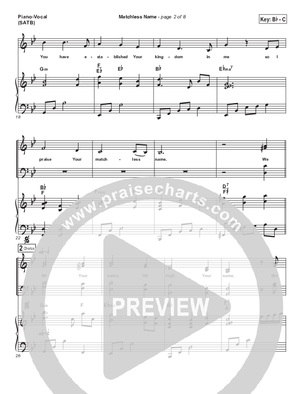 Matchless Name (Choral Anthem SATB) Piano/Choir (SATB) (Brad Henderson)
