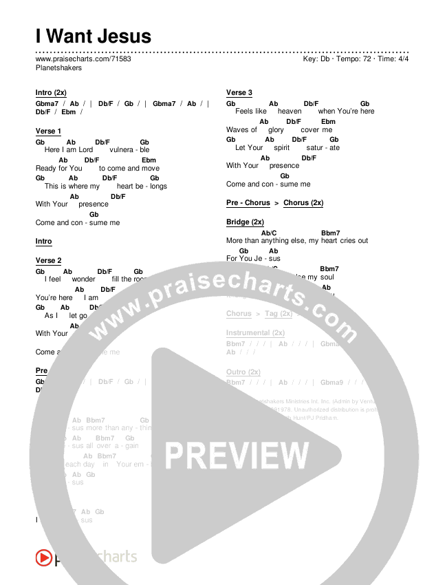 I Want Jesus Chords & Lyrics (Planetshakers)