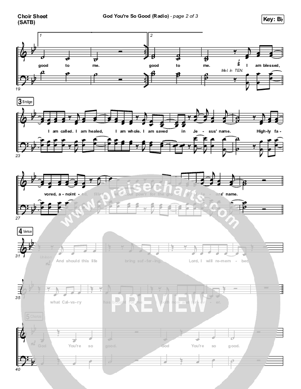 God You're So Good (Radio) Choir Sheet (SATB) (Passion / Melodie Malone / Kristian Stanfill)