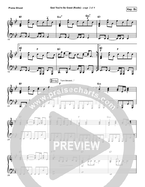 God You're So Good (Radio) Piano Sheet (Passion / Melodie Malone / Kristian Stanfill)