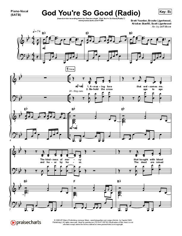 God You're So Good (Radio) Piano/Vocal Pack (Passion / Melodie Malone / Kristian Stanfill)