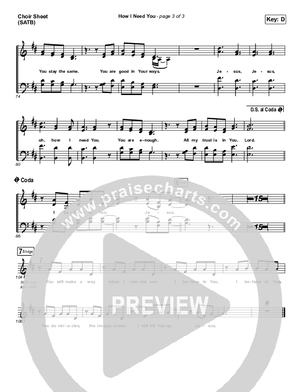 How I Need You Choir Vocals (SATB) (Highlands Worship)