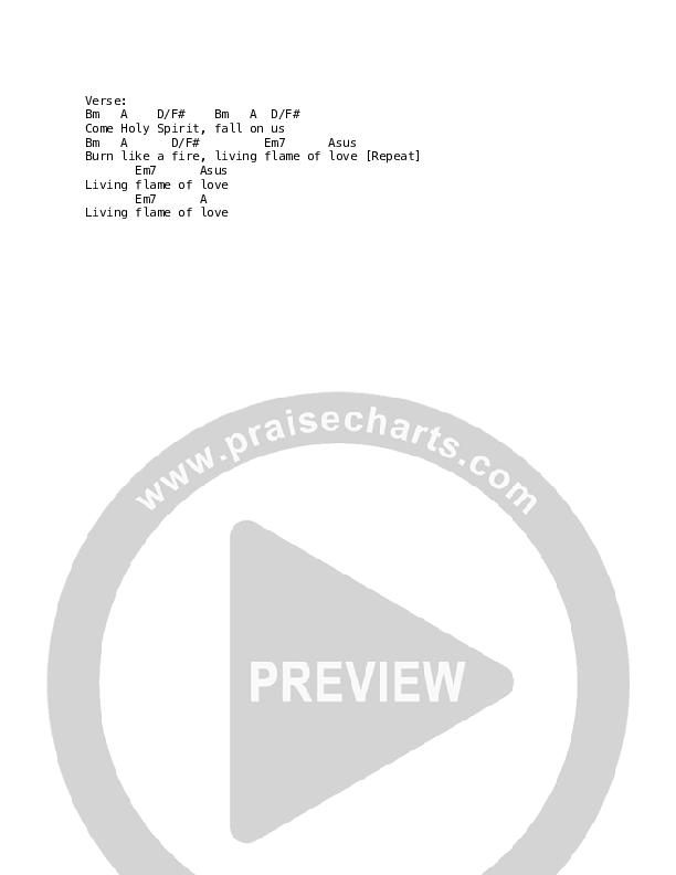 Come Holy Spirit Chord Chart (Martin Smith)