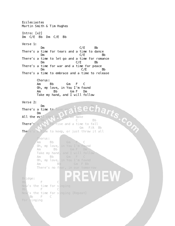 Ecclesiastes Chords & Lyrics (Martin Smith)