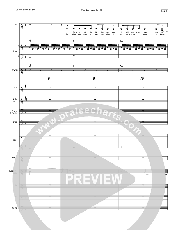 You Say Conductor's Score (Lauren Daigle)