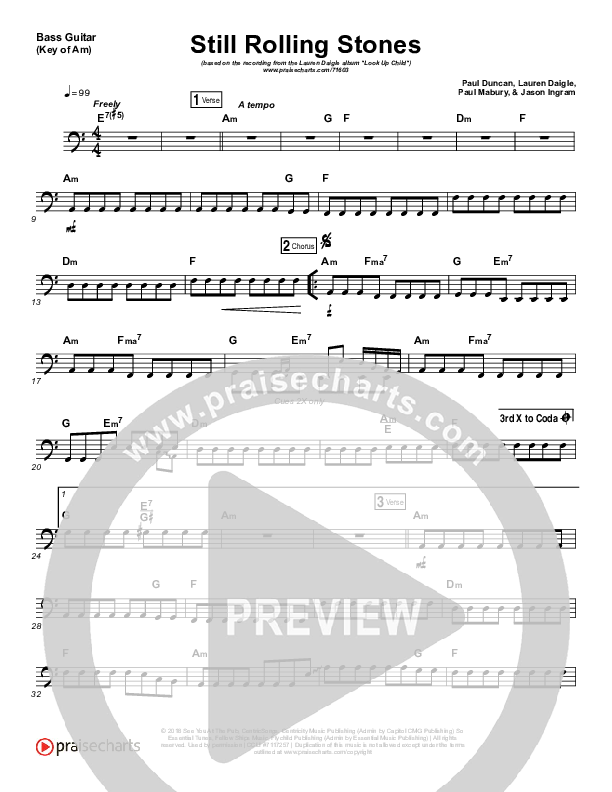 Still Rolling Stones Bass Guitar (Lauren Daigle)