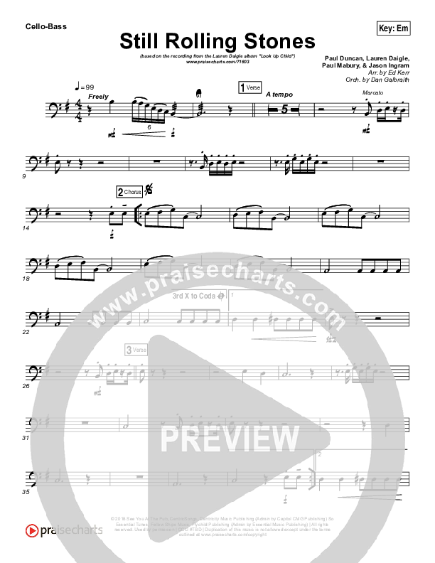 Still Rolling Stones Cello/Bass (Lauren Daigle)