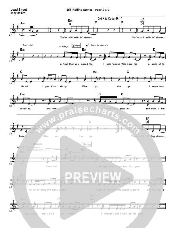 Still Rolling Stones Lead Sheet (Melody) (Lauren Daigle)