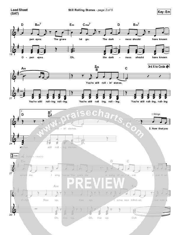Still Rolling Stones Lead Sheet (SAT) (Lauren Daigle)