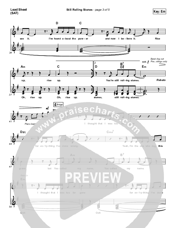 Still Rolling Stones Lead Sheet (SAT) (Lauren Daigle)