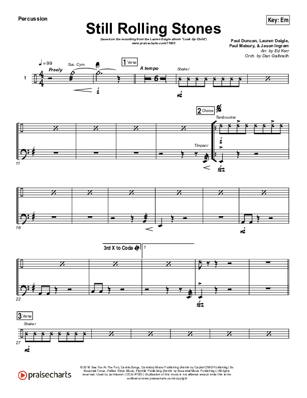 Still Rolling Stones Percussion (Lauren Daigle)