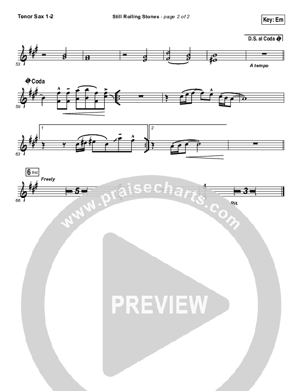 Still Rolling Stones Tenor Sax 1/2 (Lauren Daigle)