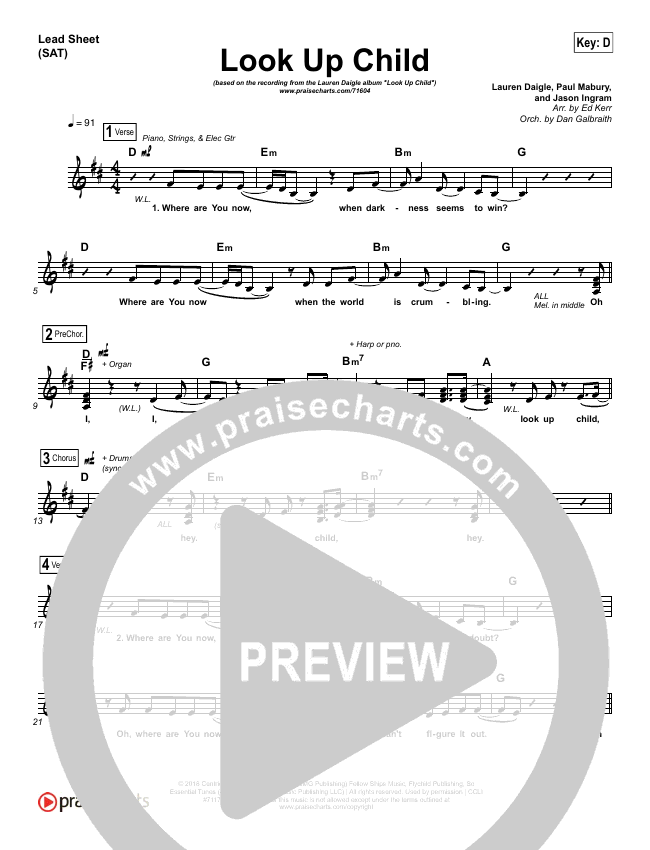Look Up Child Sheet Music (Lauren Daigle) PraiseCharts