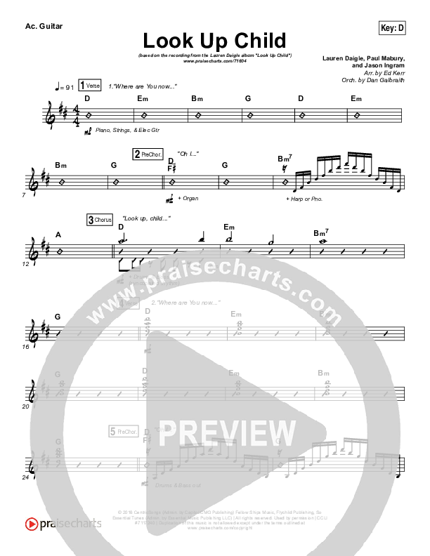 Look Up Child Acoustic Guitar (Lauren Daigle)