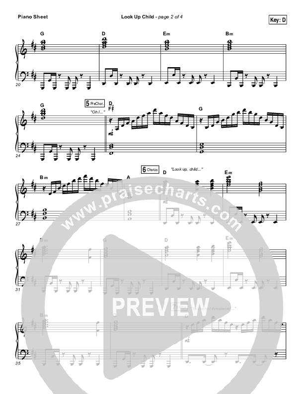 Look Up Child Piano Sheet (Lauren Daigle)