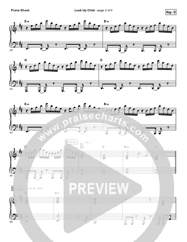 Look Up Child Piano Sheet (Lauren Daigle)