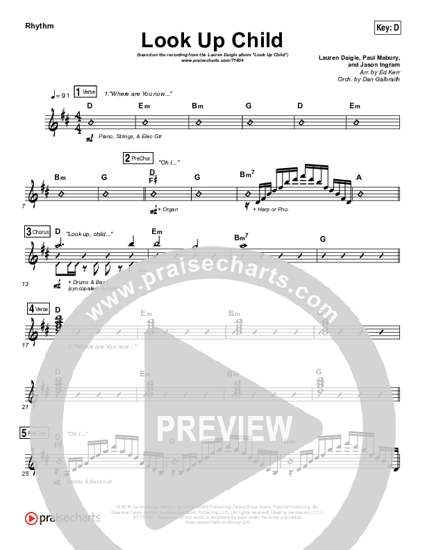 Look Up Child Rhythm Chart (Lauren Daigle)