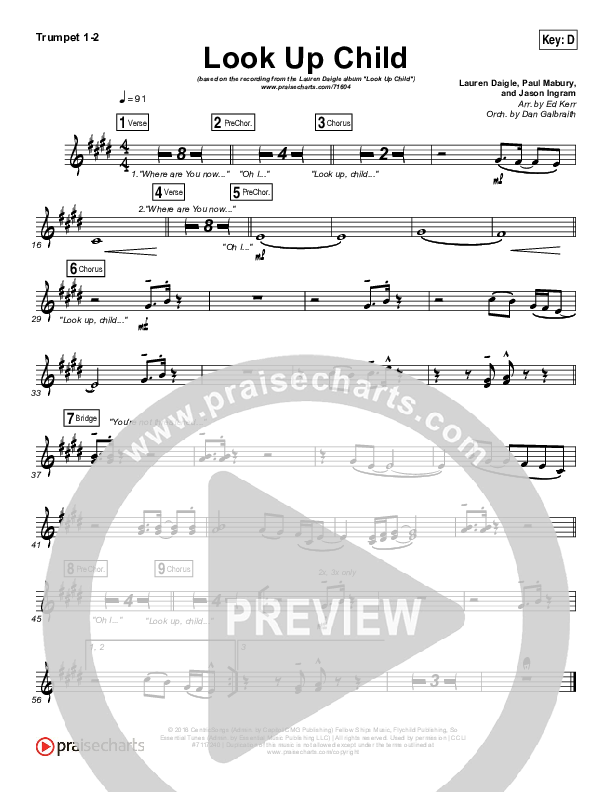 Look Up Child Trumpet 1,2 (Lauren Daigle)