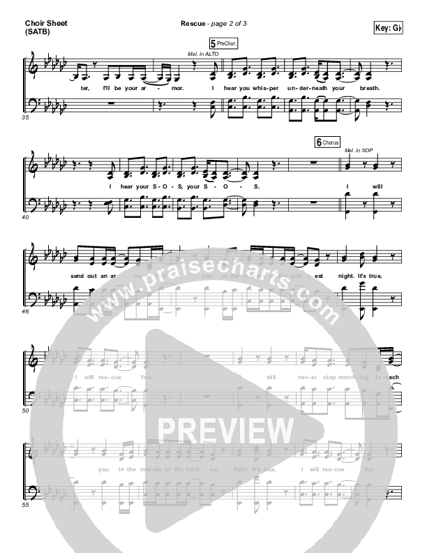 Rescue Choir Sheet (SATB) (Lauren Daigle)