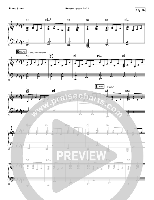 Rescue Piano Sheet (Lauren Daigle)