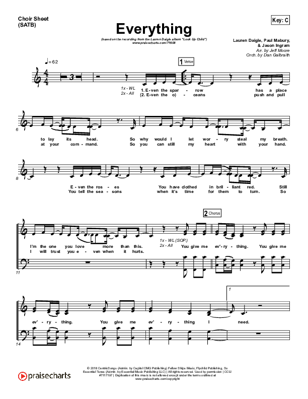 Everything Choir Sheet (SATB) (Lauren Daigle)