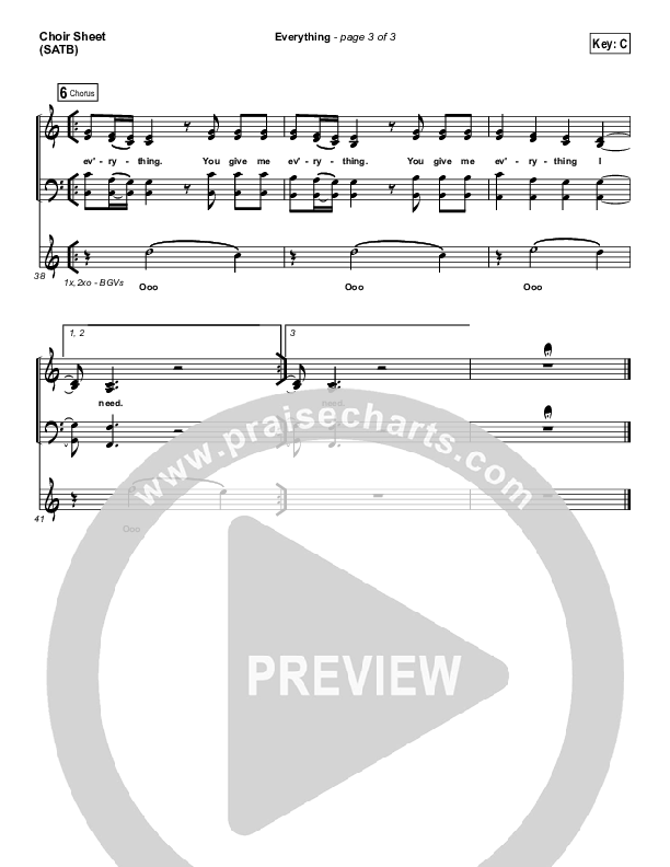 Everything Choir Sheet (SATB) (Lauren Daigle)