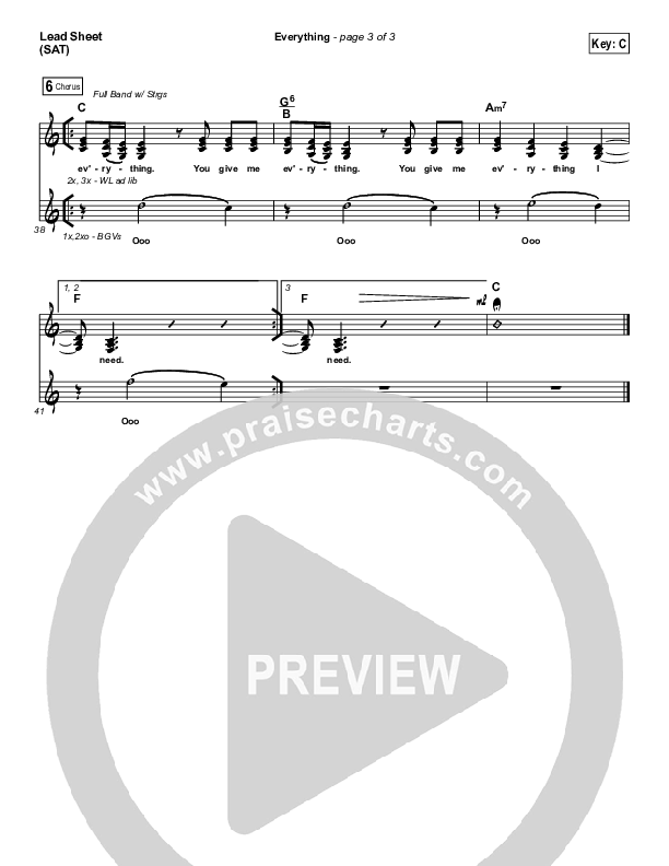 Everything Lead Sheet (SAT) (Lauren Daigle)