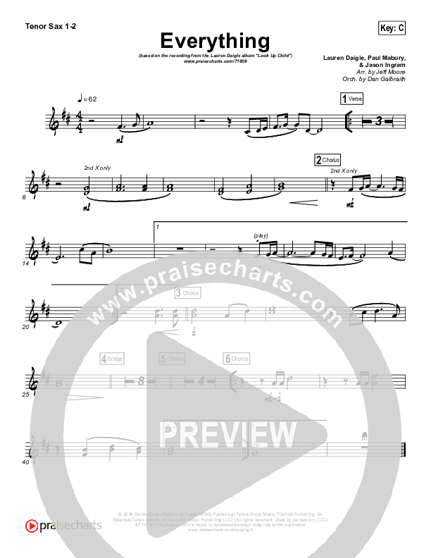 Everything Tenor Sax 1/2 (Lauren Daigle)