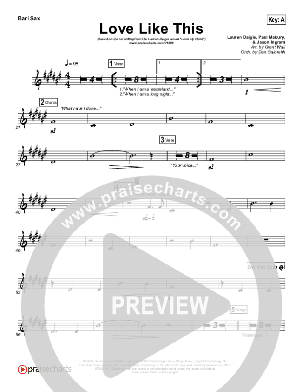 Love Like This Bari Sax (Lauren Daigle)