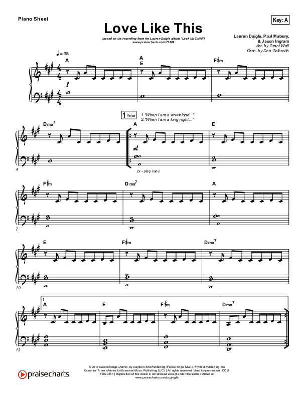 Love Like This Piano Sheet (Lauren Daigle)
