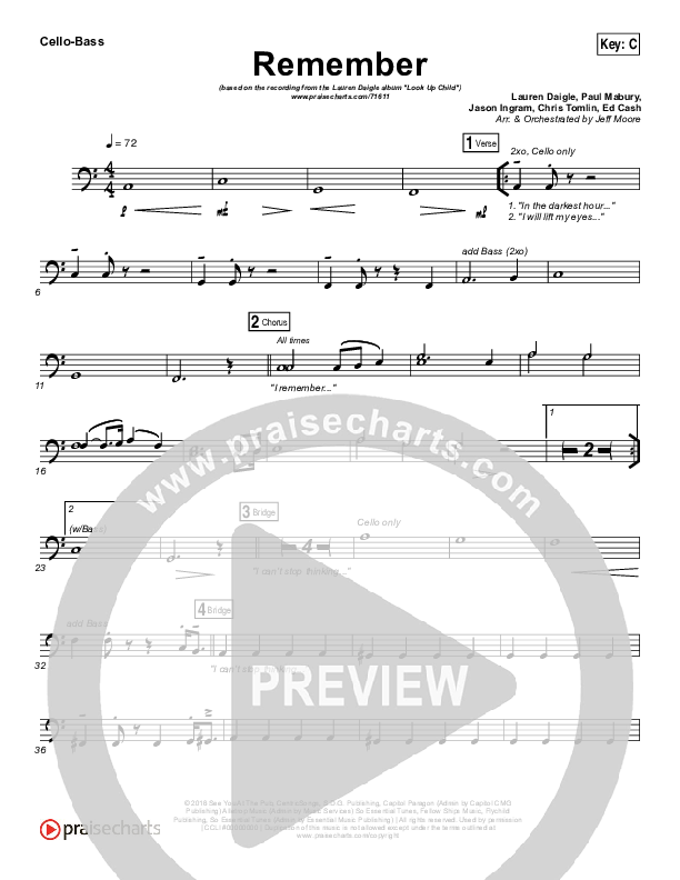 Remember Cello/Bass (Lauren Daigle)