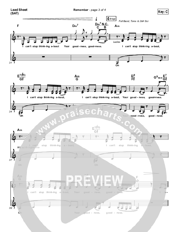 Remember Lead Sheet (SAT) (Lauren Daigle)