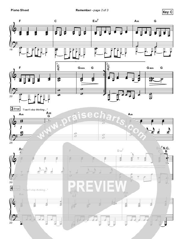 Remember Piano Sheet (Lauren Daigle)