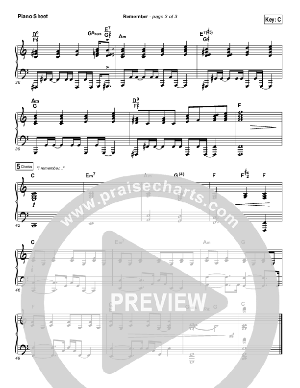 Remember Piano Sheet (Lauren Daigle)