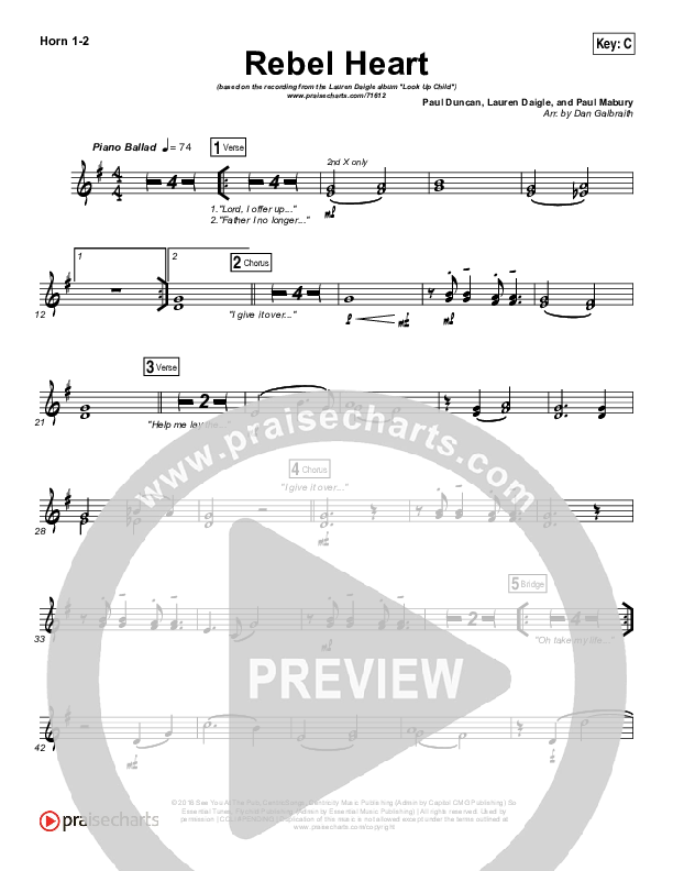 Rebel Heart French Horn 1/2 (Lauren Daigle)